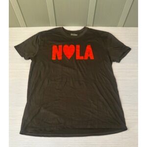 Leisure Lounge NOLA Heart Graphic T-Shirt Charcoal Gray Red Short Sleeve Large